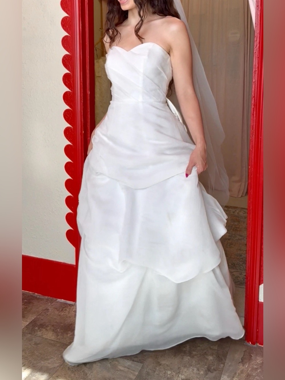 BNWT Vintage Galina David’s Bridal Strapless Soft White Wedding Dress Size 12